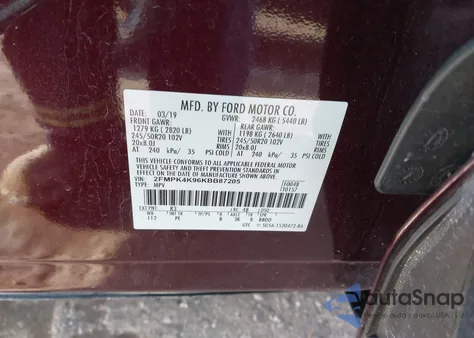 2019 Ford Edge Titanium z USA, uszkodzony, nr VIN 2FMPK4K96KBB87205